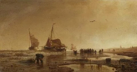 Andreas Achenbach — Segelschiffe am Strand