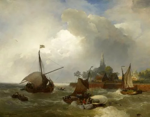 Andreas Achenbach — Hafeneinfahrt von Emden am Dollart