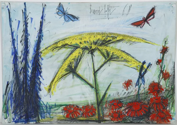 Bernard Buffet — Delphiniums et ombrelles