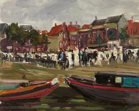 Max Liebermann — Studie zum "Rindermarkt in Leiden"