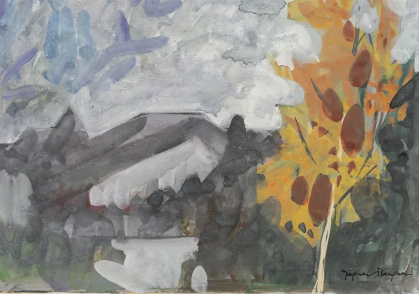 Jacques Berger — Paysage et arbre orange