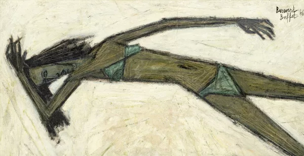 Bernard Buffet — "Femme couchée sur la plage",