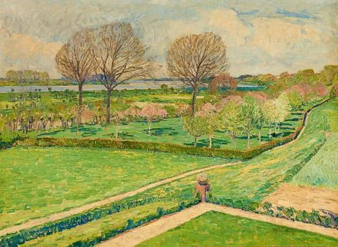 Max Clarenbach — Frühlingslandschaft am Rhein