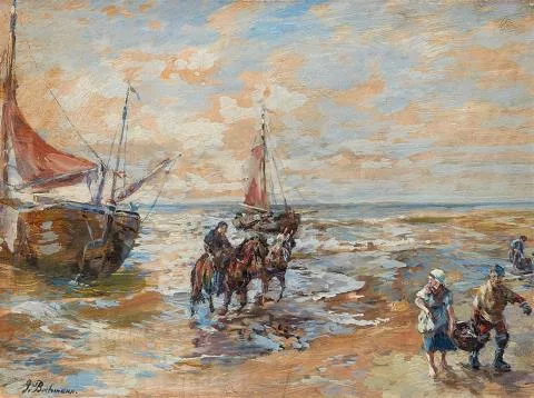 Gregor von Bochmann — Beim Ausladen des Bootes
