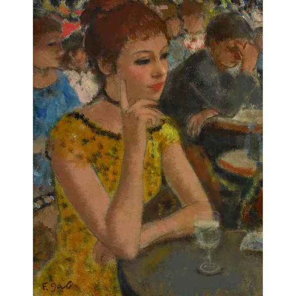 François Gall — Jeune femme au café.