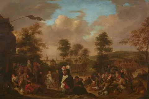 Jan Miense Molenaer — Landschaft mit Dorf und Bauernfest