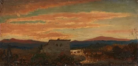 Oswald Achenbach — Ölskizze einer südlichen Landschaft