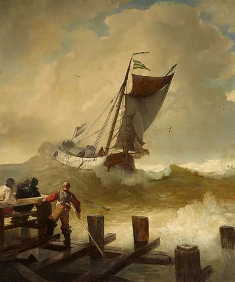 Andreas Achenbach — Fischerboot auf bewegter See