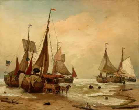 Andreas Achenbach — Entladung der Fischerboote