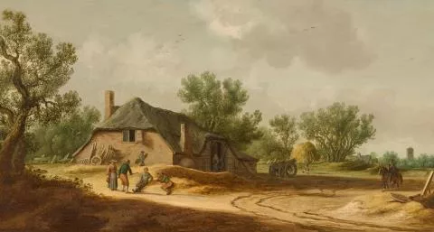 Pieter de Neyn — Unterhaltung vor einem Gehöft