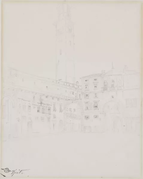 Carl Spitzweg — Piazza und Kirchturm in Verona