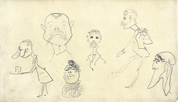 Henri de Toulouse-Lautrec — Recto: Croquis de têtes; verso: Bateau et silhouettes, 1880