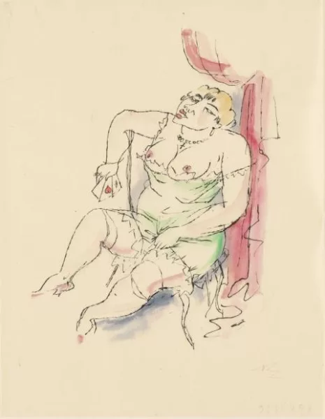 Richard Ziegler — Akt mit Herzkarte. Weiblicher Akt mit Schleiertuch. Artist im Trikot
