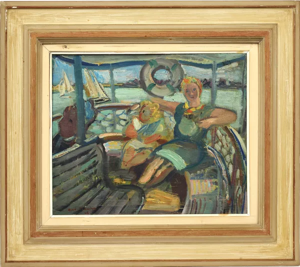 André Planson — Femme et enfant sur un bateau,