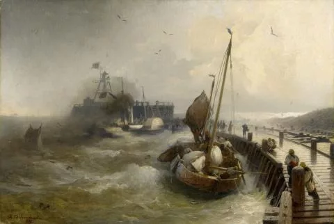 Andreas Achenbach — Sturm am Hafen von Ostende