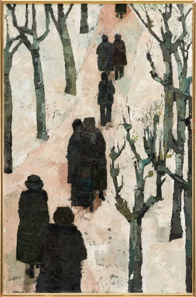 Peter Davies — Peter Davies (1923-2003), "In the park", huile sur