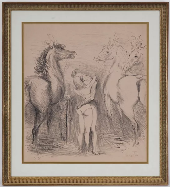 Marcel Vértes — Couple enlacé à l'écurie