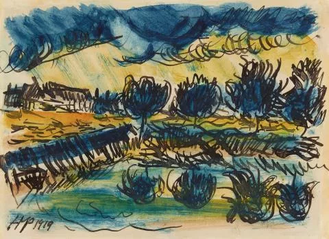 Max Pechstein — Baumspiegelung bei schwerem Wetter