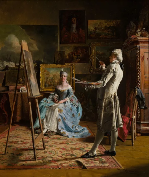 Johann Hamza — Artiste peignant une élégante