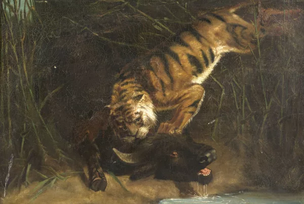 Eugène Delacroix — Suiveur de Eugène Delacroix — Tigre chassant,