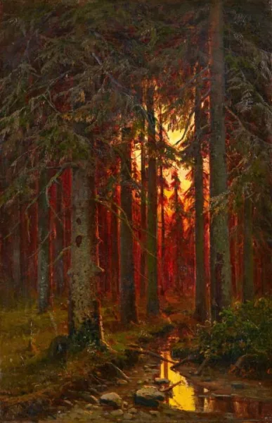 Julius von Klever — Sonnenuntergang im Fichtenwald
