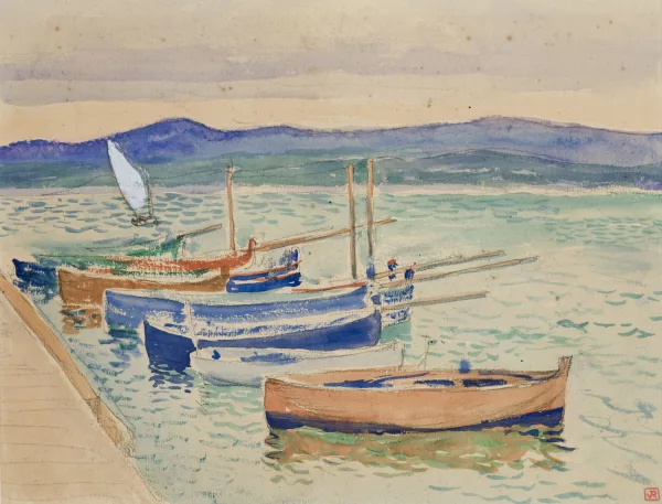 Théo Van Rysselberghe — Bateaux de pêche à quai,