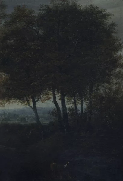 Jacob Isaacksz. van Ruisdael — Suiveur de Jacob van Ruysdael — Muletier sous les arbres
