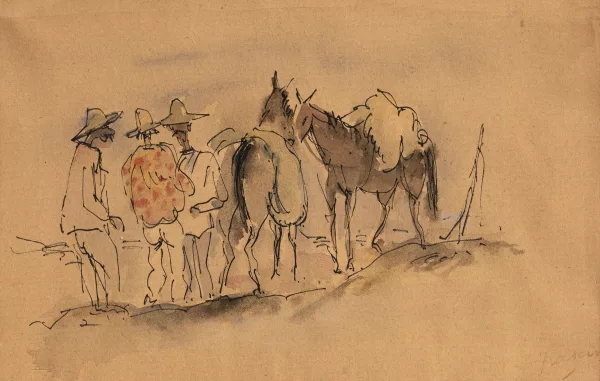 Jules Pascin — Hommes et chevaux à La Havane,