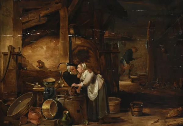 David Teniers le Jeune — Suiveur de David Teniers II — Le vieil homme et la servante