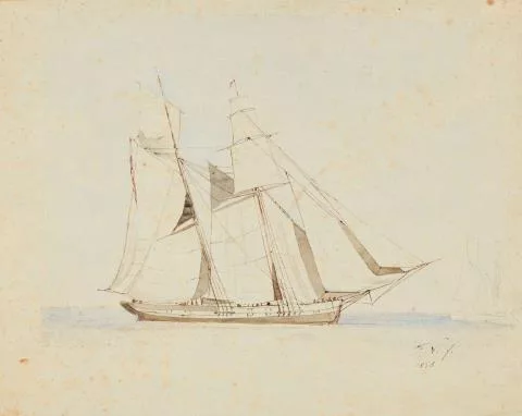 Friedrich Nerly — Segelschiff an Land