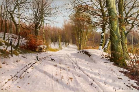 Peder Mørk Mønsted — Waldweg im Winter