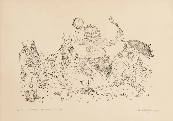Rudolf Schlichter — Satyre et animaux fantastiques,