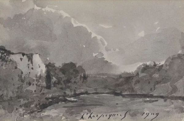 Henri Harpignies — Paysage de lac