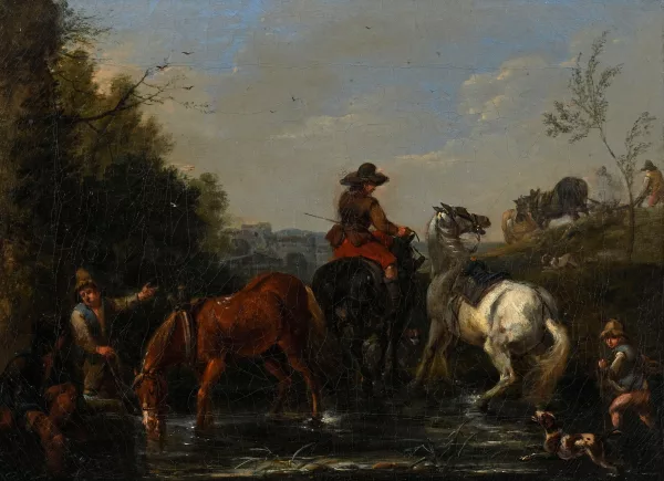 Pieter Wouwerman — Suiveur de Pieter Wouwerman — Halte des chasseurs
