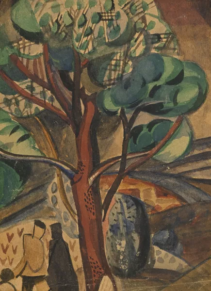 Nathalie Gontcharova — Attribué à Nathalie Gontcharova — Arbre avec personnages,