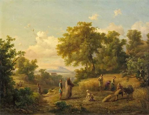 Károly Markó — Landschaft mit Kornernte, 1851