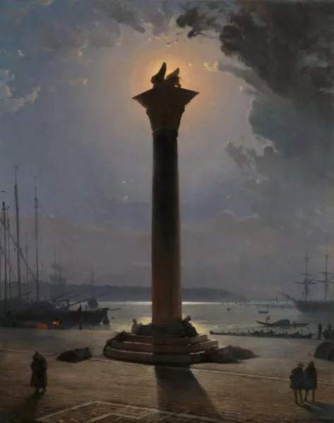 Friedrich Nerly — Die Piazzetta in Venedig bei Mondschein