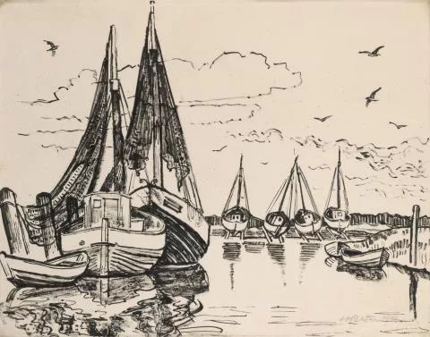 Max Pechstein — Fischerboote auf Leba