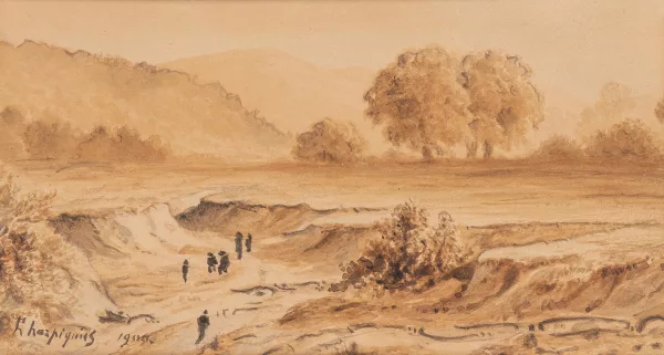 Henri Harpignies — Landscape with Figures
