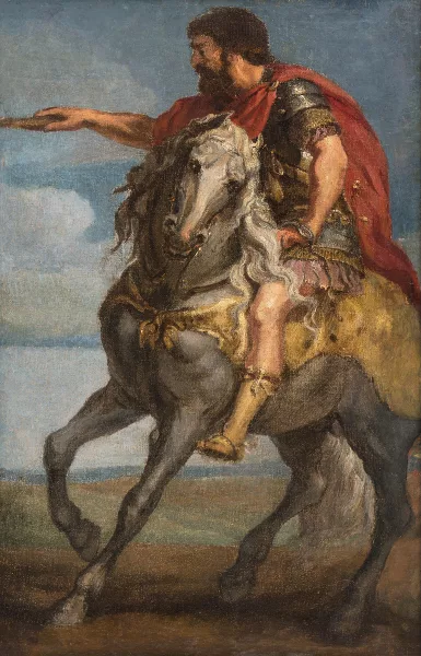 Pierre Paul Rubens — Kopie Ein römischer Offizier zu Pferde mit ausgestrecktem Kommandostab, Ausschnitt aus der Kreuzaufrichtung Rubens' von 1637/38
