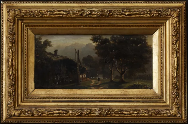 Friedrich Mayer — Attribué à Friedrich Mayer — Paysage animé avec percée sur le lac,