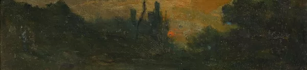 Henri Harpignies — Attribué à Henri Joseph Harpignies — Paysage de campagne au coucher de soleil,