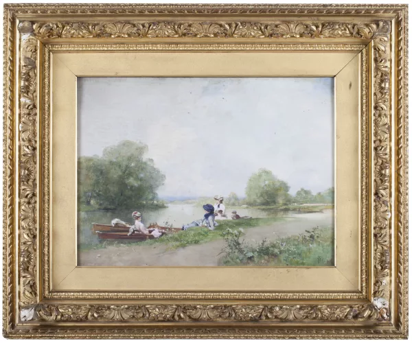 Ferdinand Heilbuth — Jeunes élégantes au bord de la rivière,