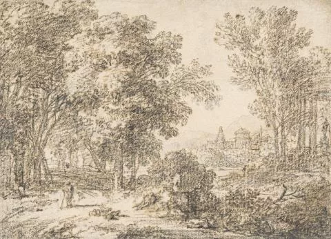 Jan van Huysum — Klassische Landschaft mit Hirten und einer Stadt in der Ferne