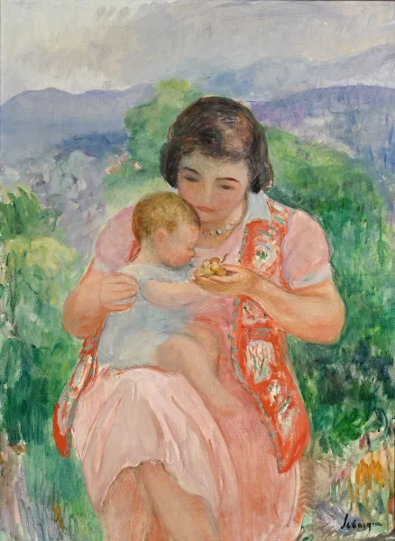 Henri Lebasque — Attribué à Henri Lebasque — Mère et enfant dans un paysage,