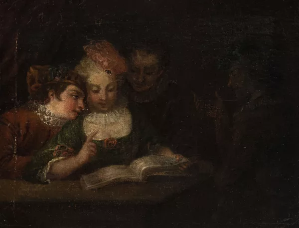 Antoine Watteau — École de Antoine Watteau — Antoine Watteau (1684-1721), école de, La lecture,