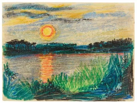 Max Pechstein — Am See (Sonnenuntergang am Koser See)
