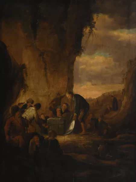Benjamin Gerritsz. Cuyp — Paysans et soldats devant une grotte