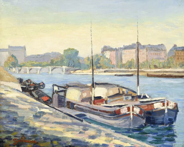 Armand Guillaumin — Péniches sur les quais de Seine