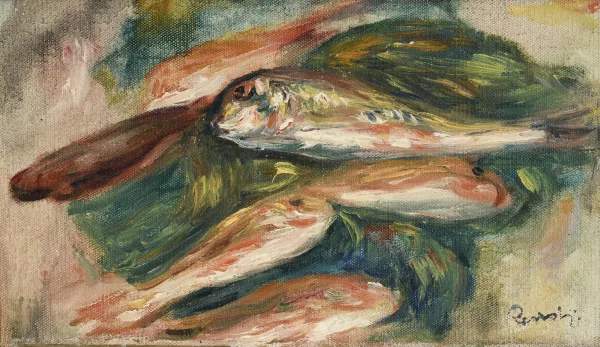 Pierre-Auguste Renoir — Poissons sur une feuille verte", v.1914-19,